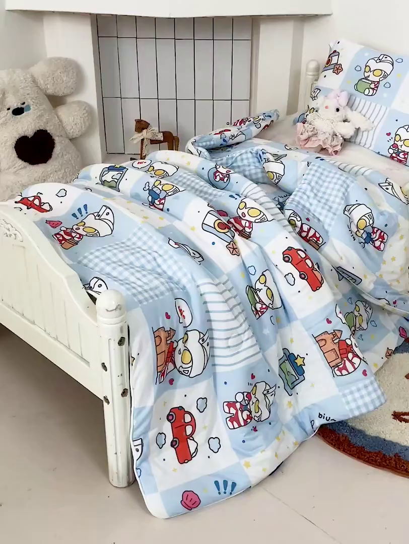 91家纺网 家纺一手货源 找家纺 名兮家居 2026新款A类经典奥特曼三丽鸥儿童针织棉夏凉被空调被【含防伪标】 针织夏被-小小艾斯
