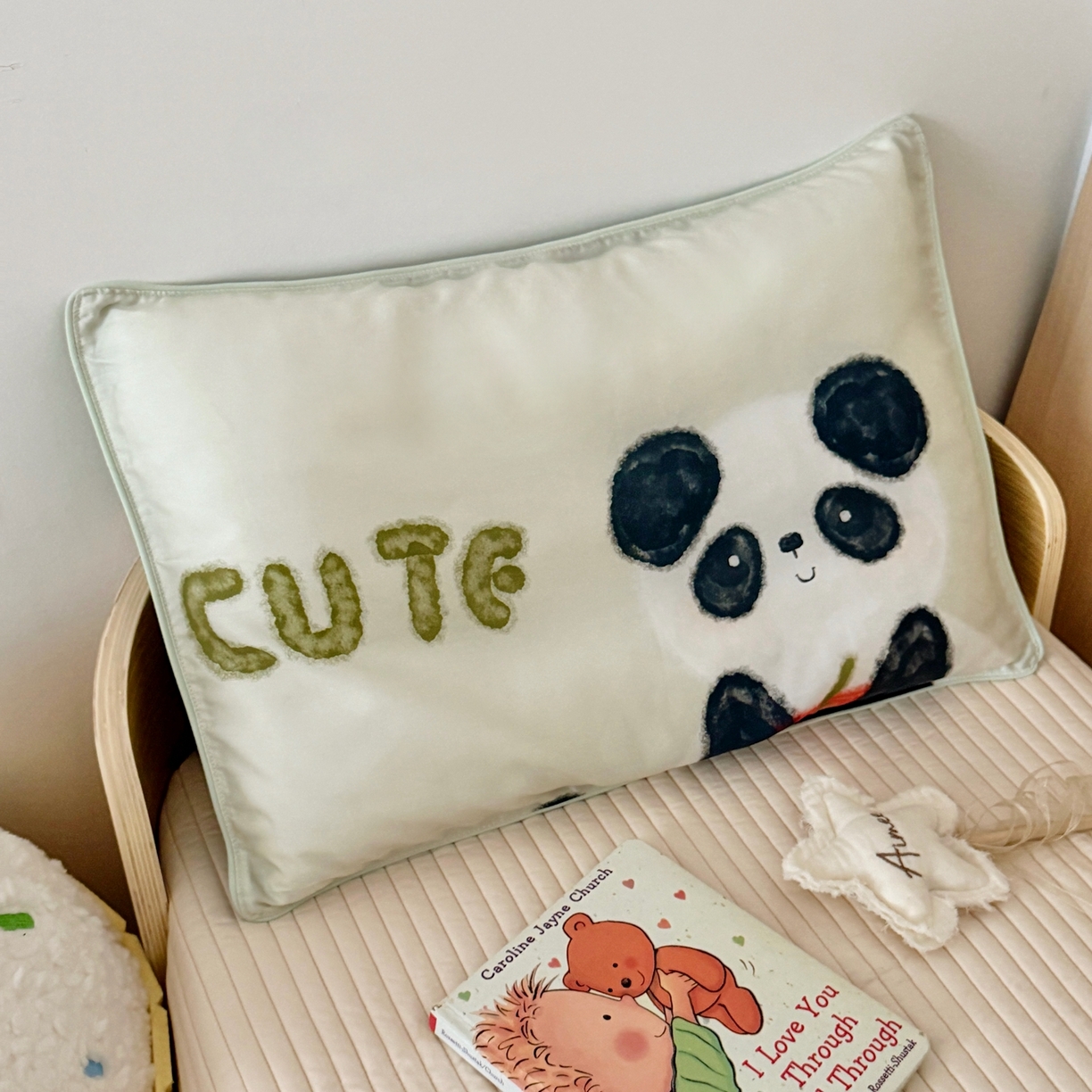 91家纺网 家纺一手货源 找家纺 萌宝家纺 2026新款60S兰精天丝儿童枕套幼儿园枕头枕芯（ins水彩卡通系列） 水彩-熊猫