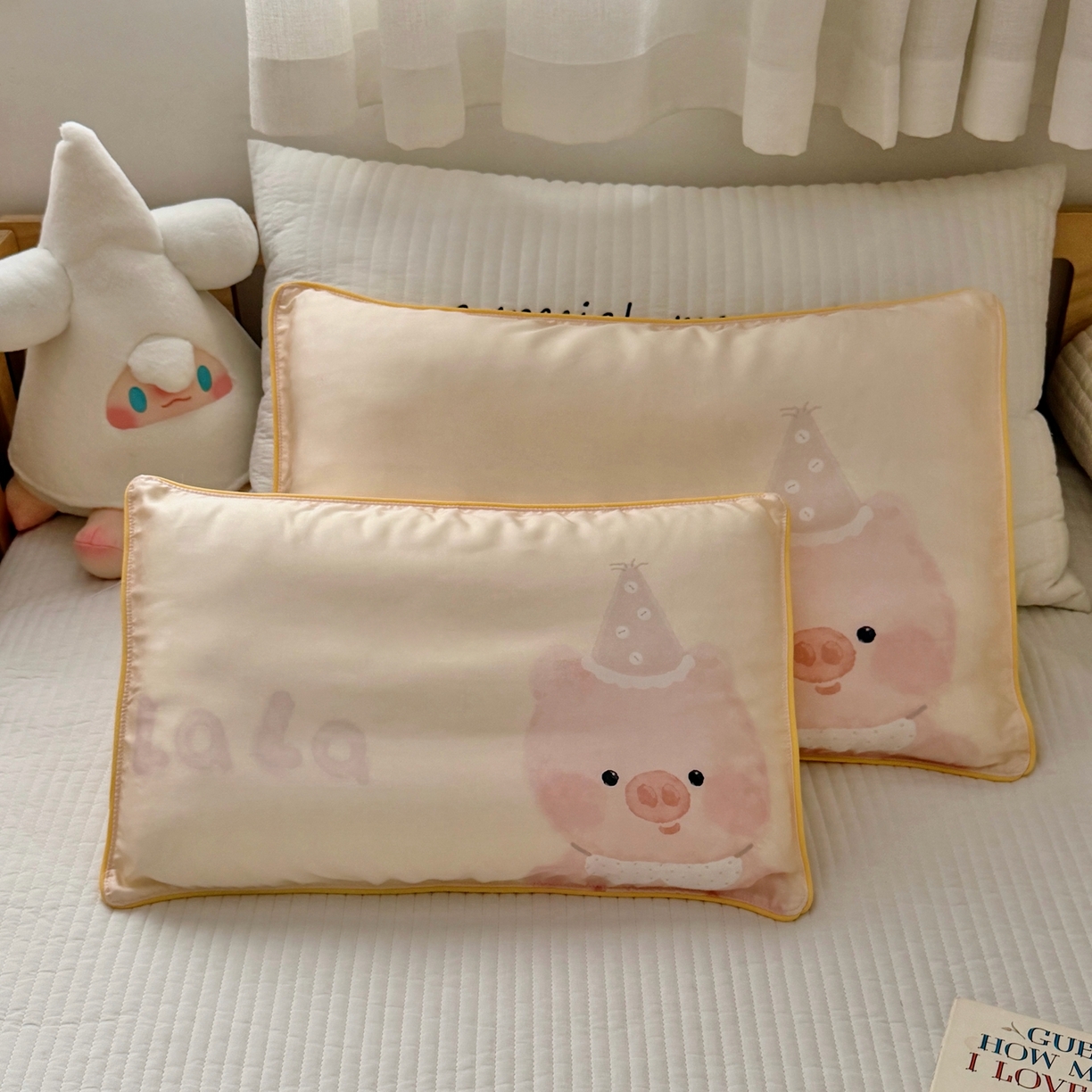 萌宝家纺 2026新款60S兰精天丝儿童枕套幼儿园枕头枕芯（ins水彩卡通系列） 水彩-小猪