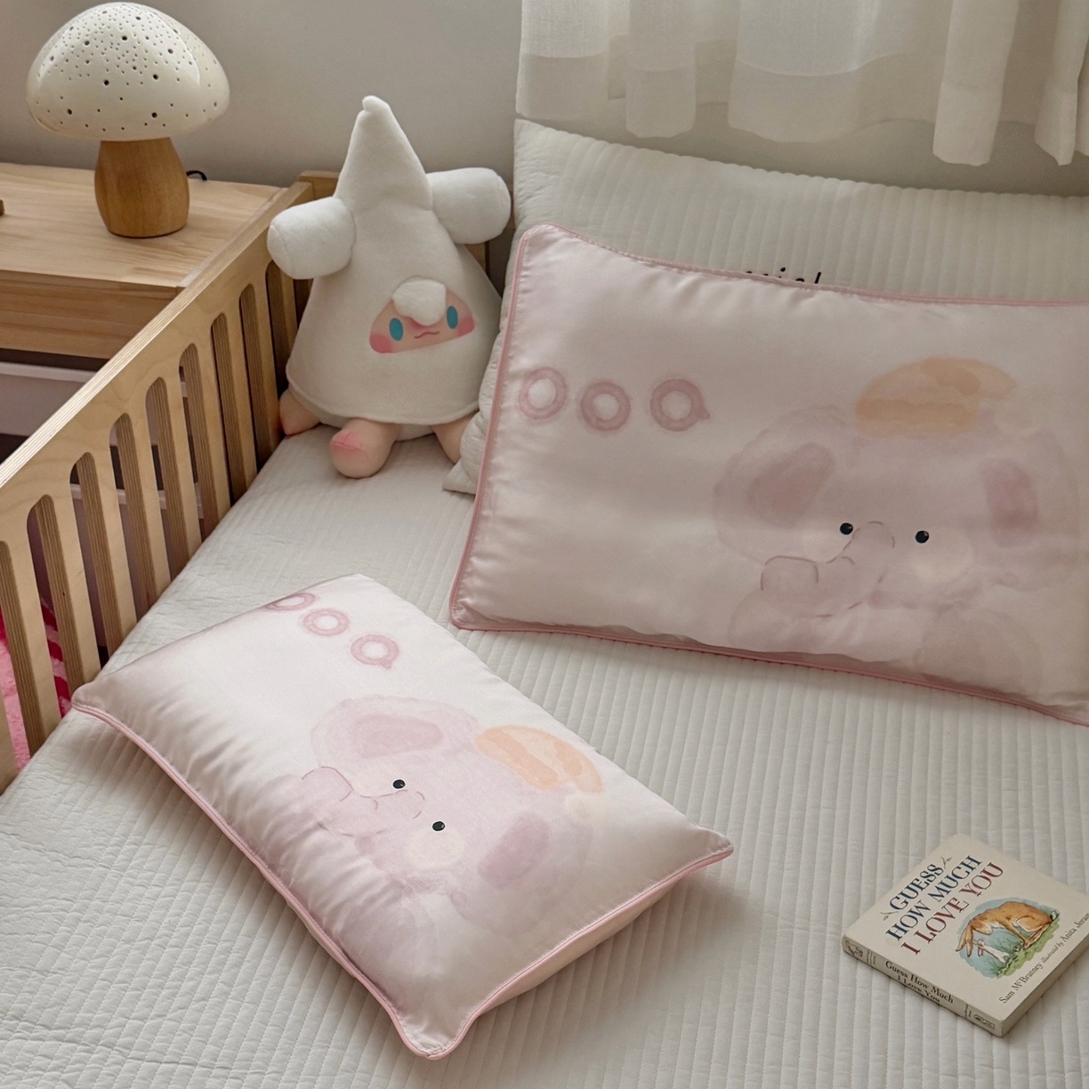 91家纺网 家纺一手货源 找家纺 萌宝家纺 2026新款60S兰精天丝儿童枕套幼儿园枕头枕芯（ins水彩卡通系列） 水彩-小象