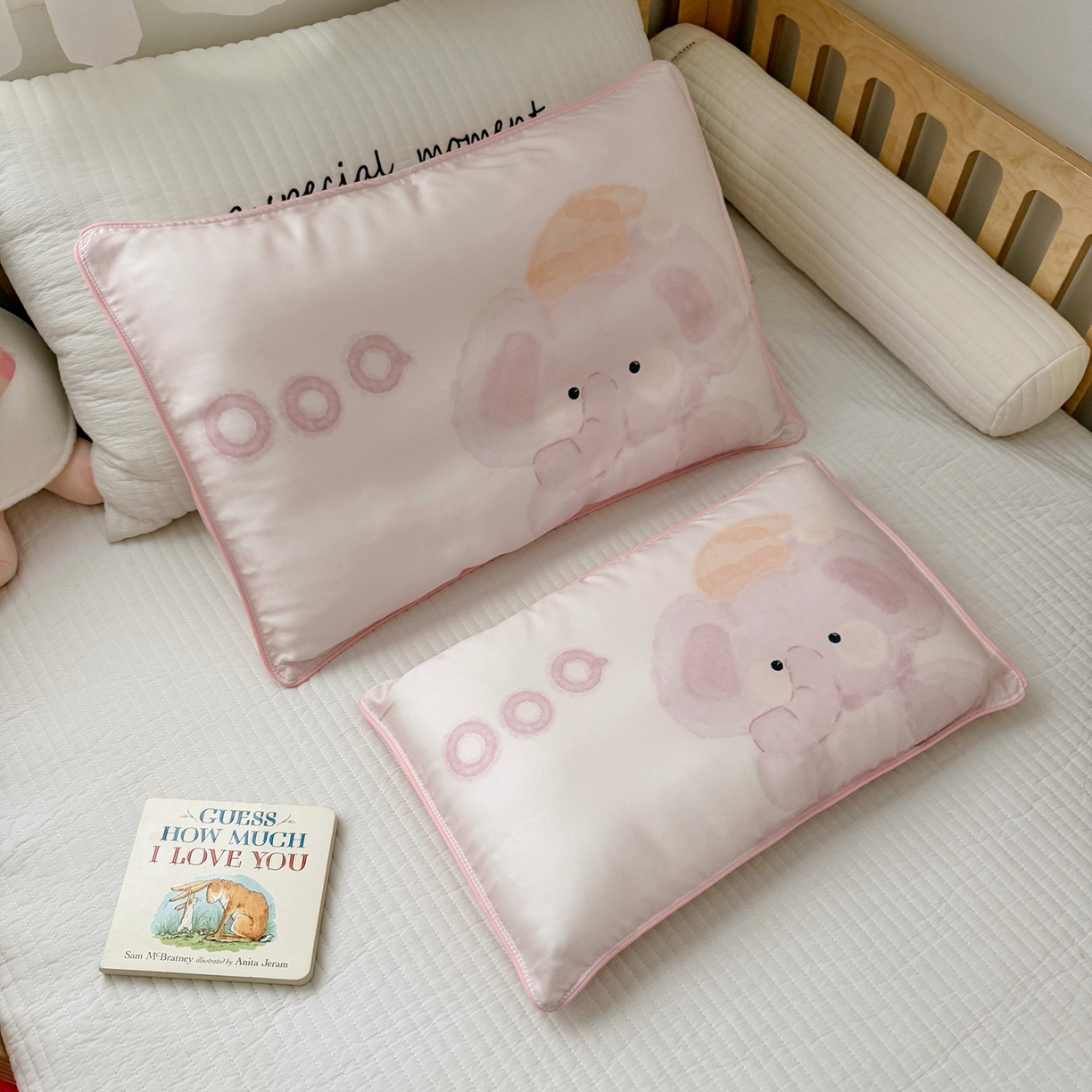 91家纺网 家纺一手货源 找家纺 萌宝家纺 2026新款60S兰精天丝儿童枕套幼儿园枕头枕芯（ins水彩卡通系列） 水彩-小象