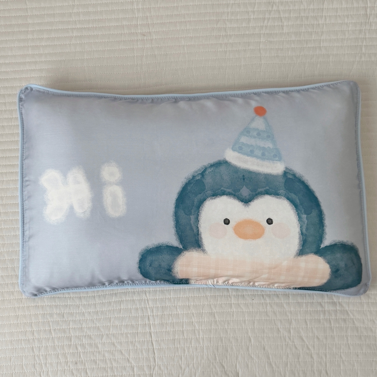 91家纺网 家纺一手货源 找家纺 萌宝家纺 2026新款60S兰精天丝儿童枕套幼儿园枕头枕芯（ins水彩卡通系列） 水彩-企鹅