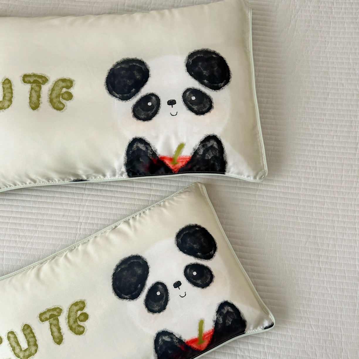 91家纺网 家纺一手货源 找家纺 萌宝家纺 2026新款60S兰精天丝儿童枕套幼儿园枕头枕芯（ins水彩卡通系列） 水彩-熊猫