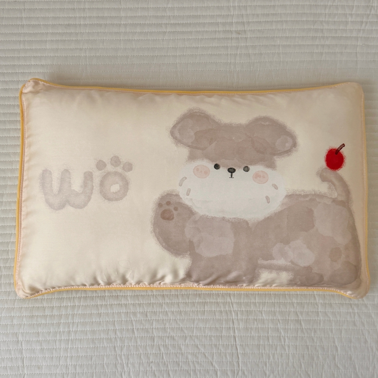 91家纺网 家纺一手货源 找家纺 萌宝家纺 2026新款60S兰精天丝儿童枕套幼儿园枕头枕芯（ins水彩卡通系列） 水彩-苹果小狗