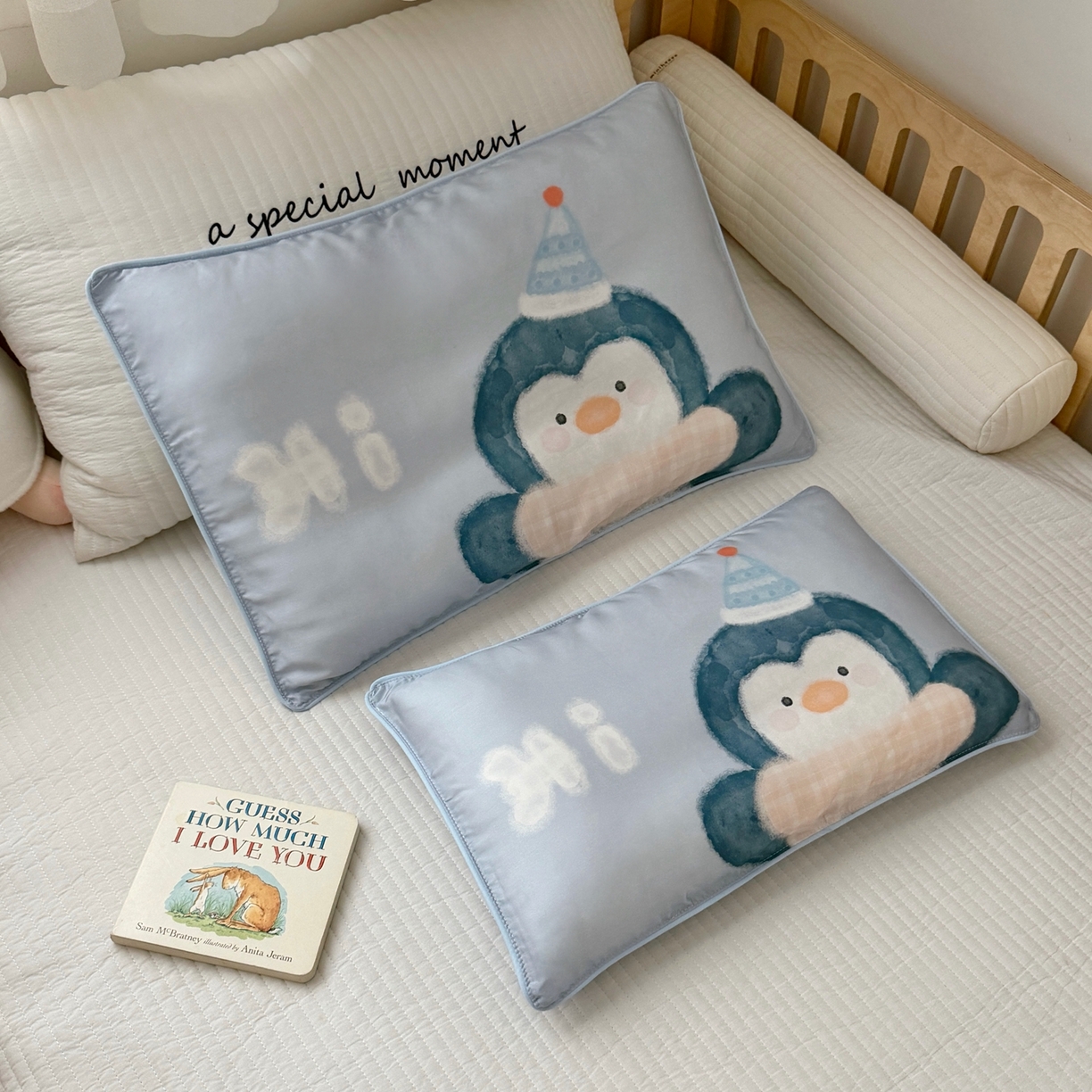 91家纺网 家纺一手货源 找家纺 萌宝家纺 2026新款60S兰精天丝儿童枕套幼儿园枕头枕芯（ins水彩卡通系列） 水彩-企鹅