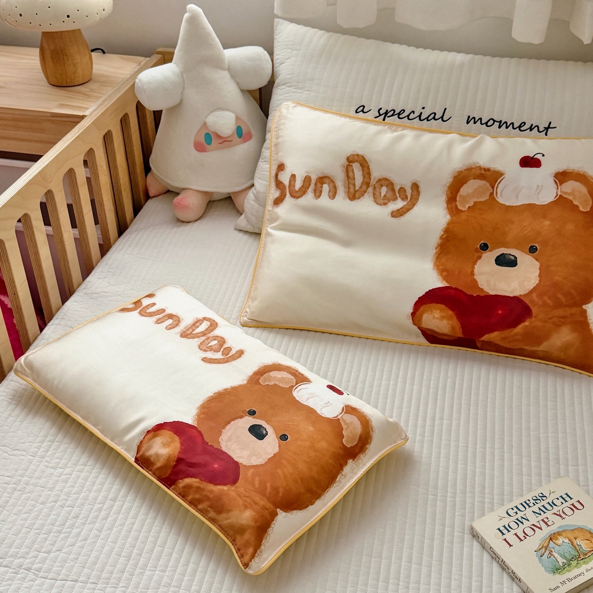 91家纺网 家纺一手货源 找家纺 萌宝家纺 2026新款60S兰精天丝儿童枕套幼儿园枕头枕芯（ins水彩卡通系列） 水彩-小熊