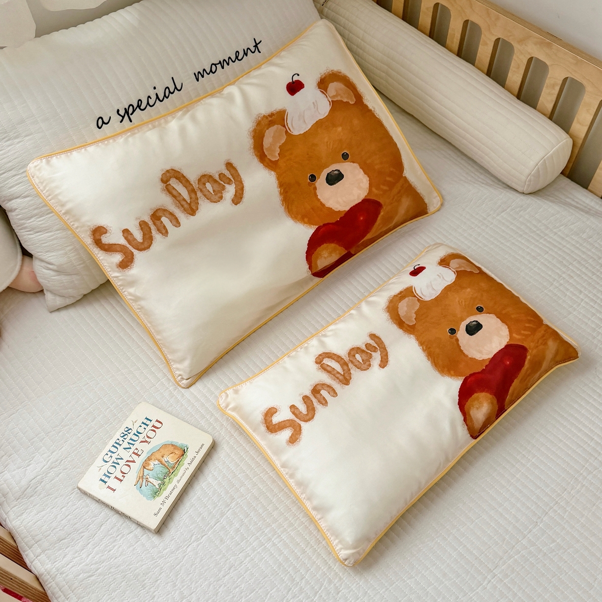 91家纺网 家纺一手货源 找家纺 萌宝家纺 2026新款60S兰精天丝儿童枕套幼儿园枕头枕芯（ins水彩卡通系列） 水彩-小熊