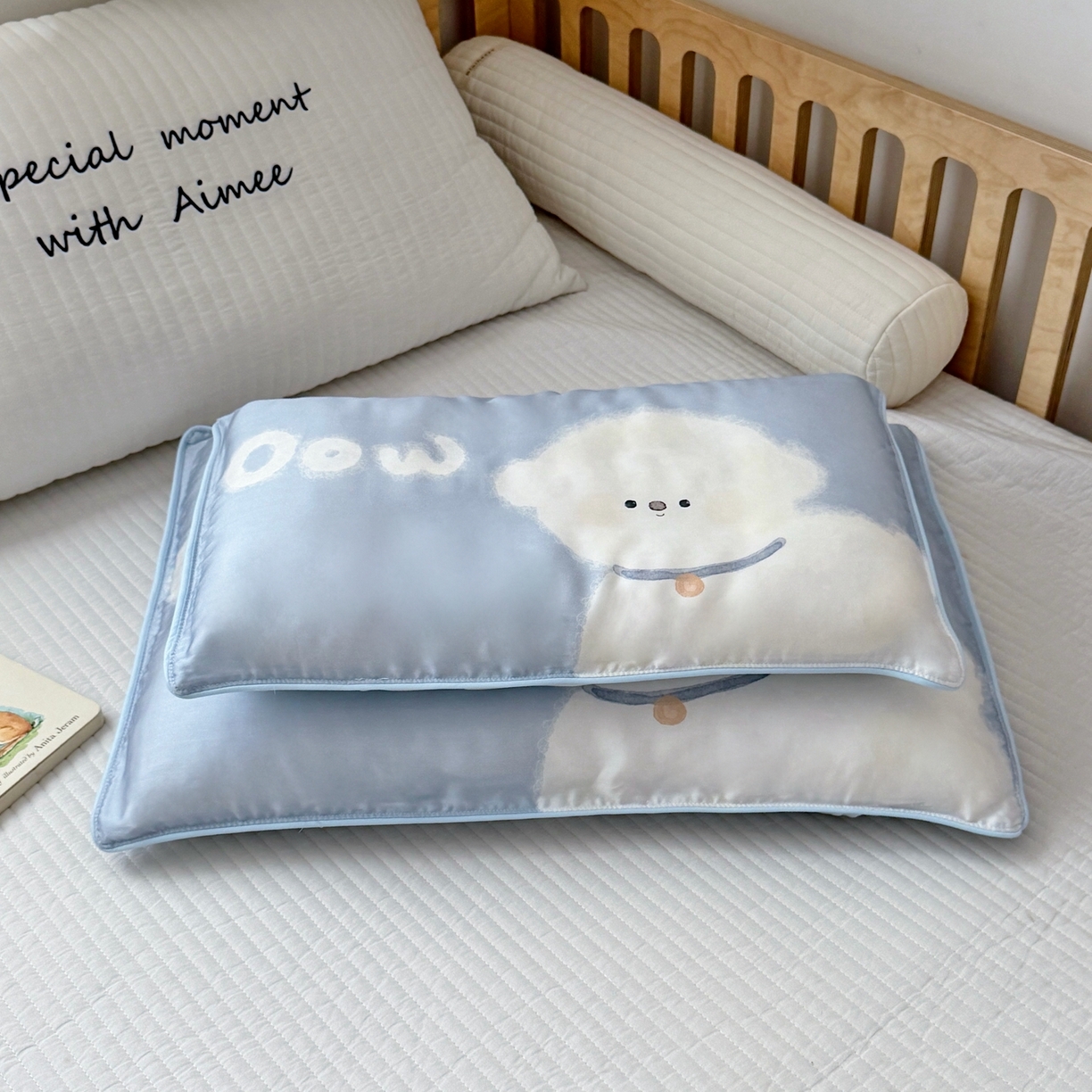 91家纺网 家纺一手货源 找家纺 萌宝家纺 2026新款60S兰精天丝儿童枕套幼儿园枕头枕芯（ins水彩卡通系列） 水彩-韩系小狗