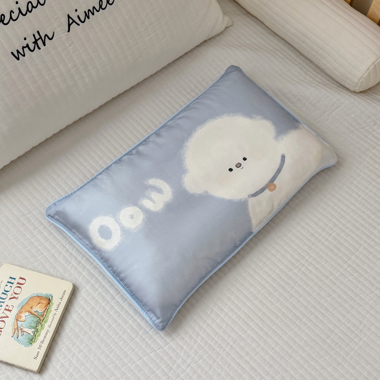 91家纺网 家纺一手货源 找家纺 萌宝家纺 2026新款60S兰精天丝儿童枕套幼儿园枕头枕芯（ins水彩卡通系列） 水彩-韩系小狗