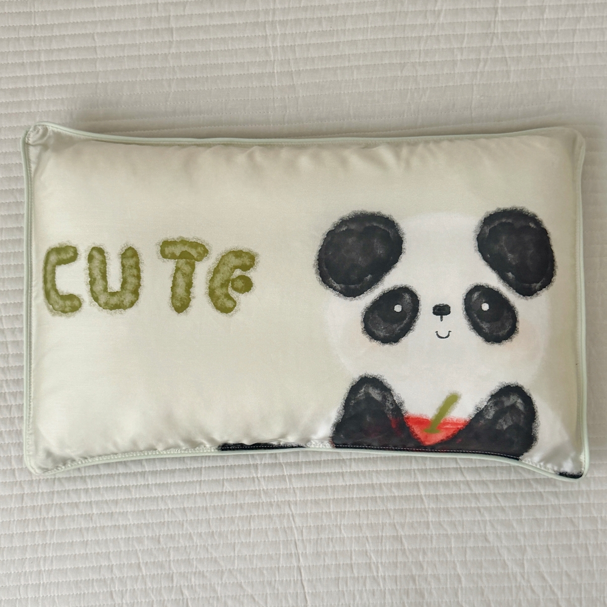 91家纺网 家纺一手货源 找家纺 萌宝家纺 2026新款60S兰精天丝儿童枕套幼儿园枕头枕芯（ins水彩卡通系列） 水彩-熊猫