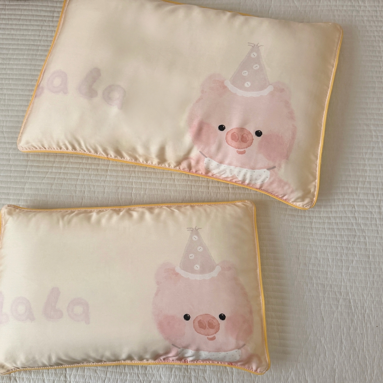 91家纺网 家纺一手货源 找家纺 萌宝家纺 2026新款60S兰精天丝儿童枕套幼儿园枕头枕芯（ins水彩卡通系列） 水彩-小猪