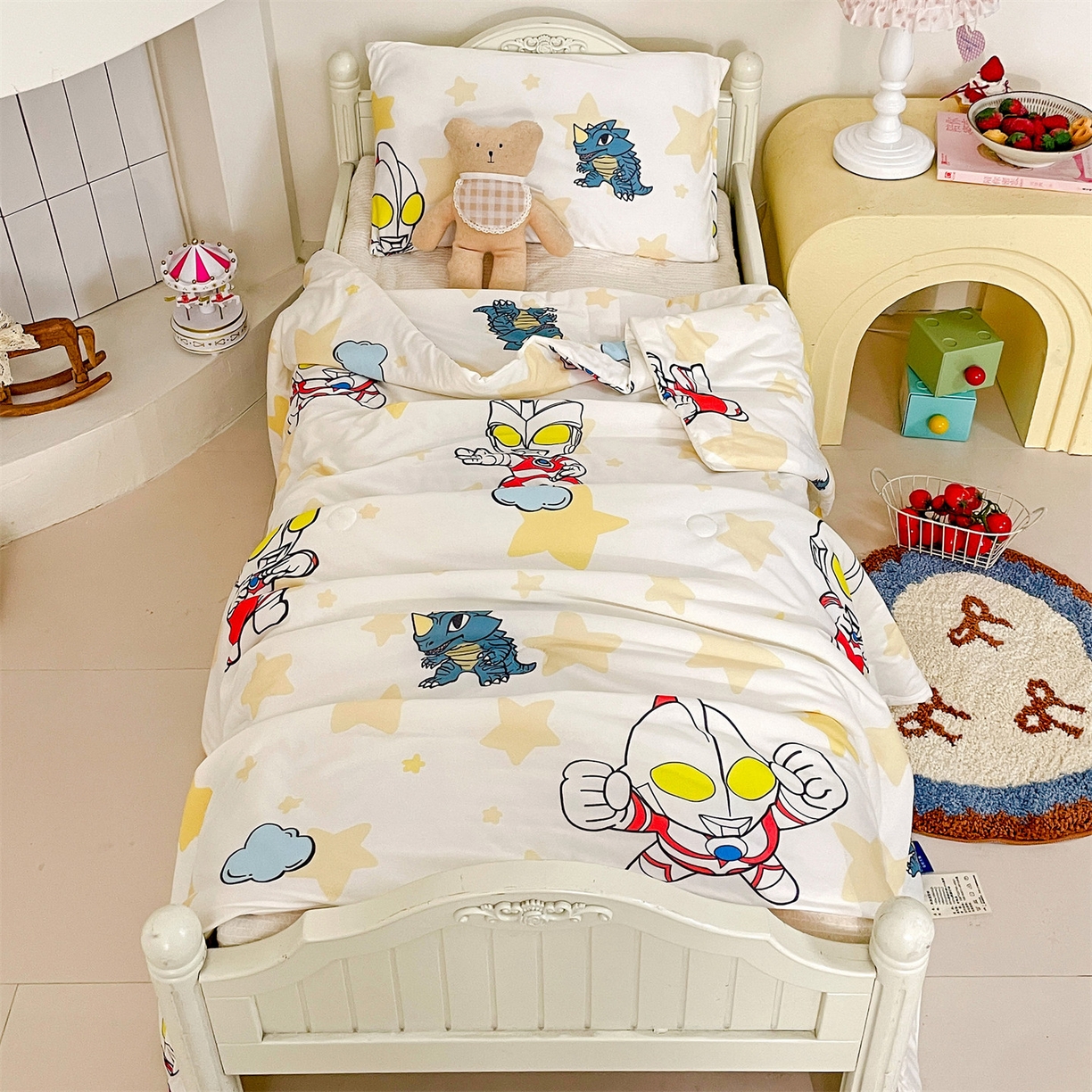 91家纺网 家纺一手货源 找家纺 名兮家居 2026新款A类经典奥特曼三丽鸥儿童针织棉夏凉被空调被【含防伪标】 针织夏被-星星奥特曼