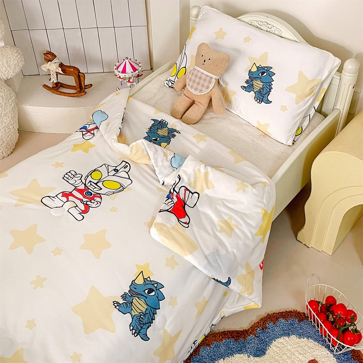 91家纺网 家纺一手货源 找家纺 名兮家居 2026新款A类经典奥特曼三丽鸥儿童针织棉夏凉被空调被【含防伪标】 针织夏被-星星奥特曼