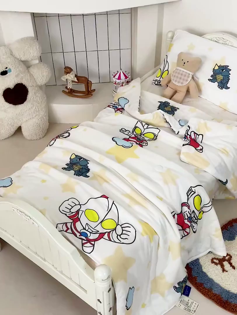 91家纺网 家纺一手货源 找家纺 名兮家居 2026新款A类经典奥特曼三丽鸥儿童针织棉夏凉被空调被【含防伪标】 针织夏被-星星奥特曼