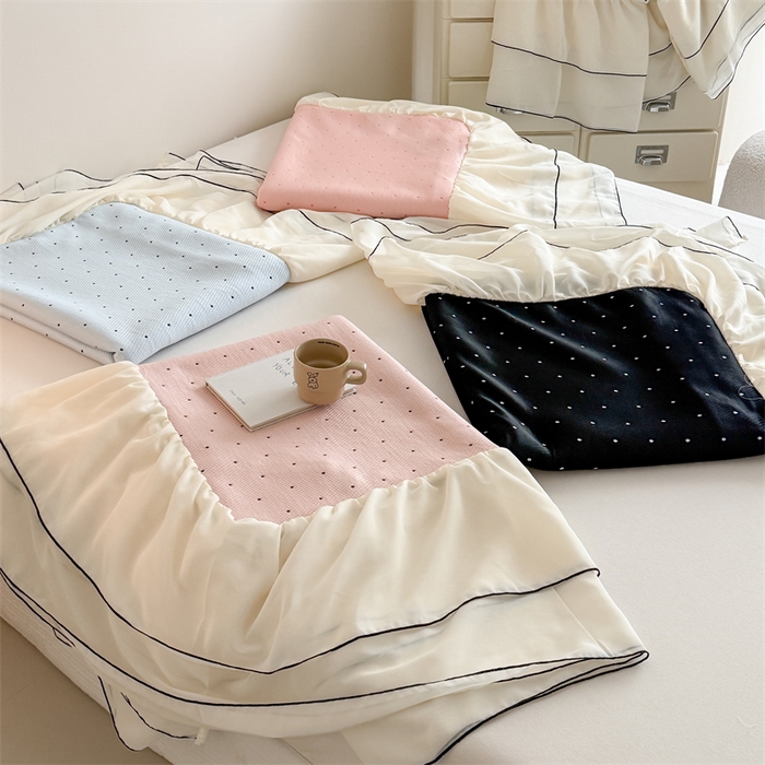 （总）吾欢心 2026夏季新款甜梦系列PE凉感提花凉席430克高克重蕾丝床裙款冰丝软席三件套