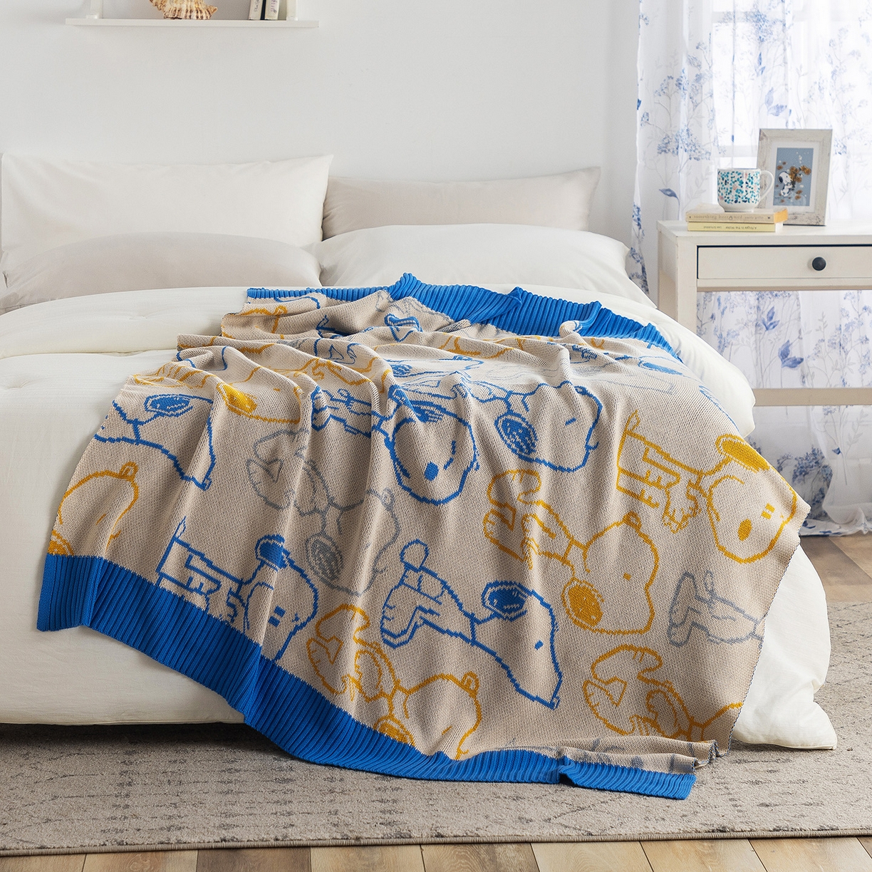 91家纺网 家纺一手货源 找家纺 （总）栩裕纺织 2026新款史努比SNOOPY正版授权独家全棉针织毯多功能针织盖毯