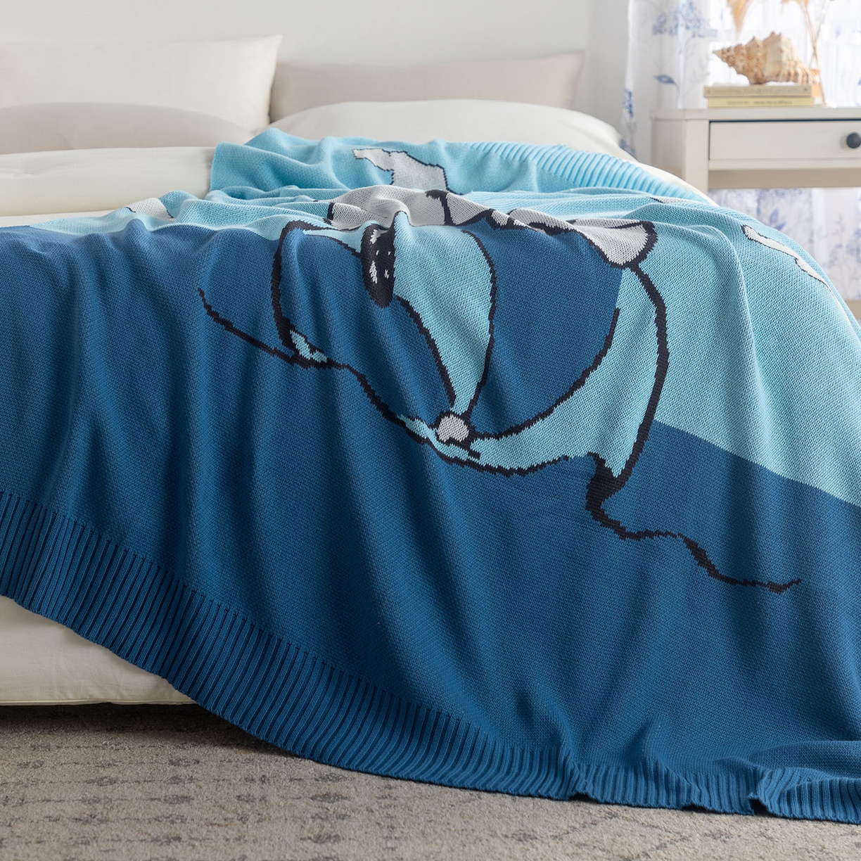 91家纺网 家纺一手货源 找家纺 栩裕纺织 2026新款史努比SNOOPY正版授权独家全棉针织毯多功能针织盖毯 史努比-晴空遐想