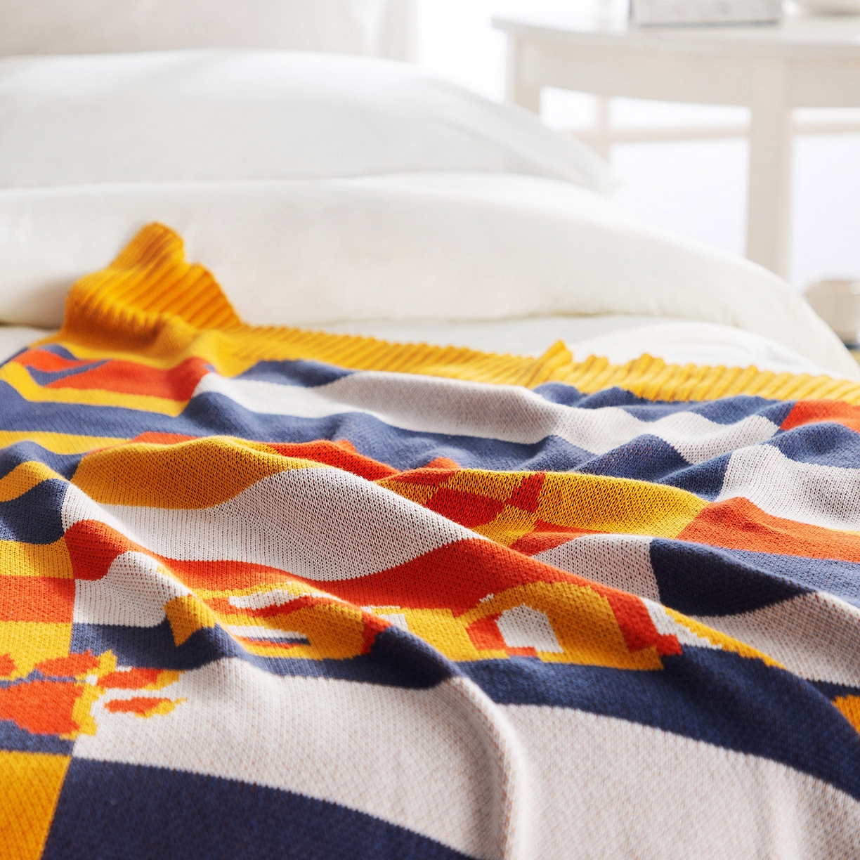 91家纺网 家纺一手货源 找家纺 栩裕纺织 2026新款史努比SNOOPY正版授权独家全棉针织毯多功能针织盖毯 史努比-幻像（黄）