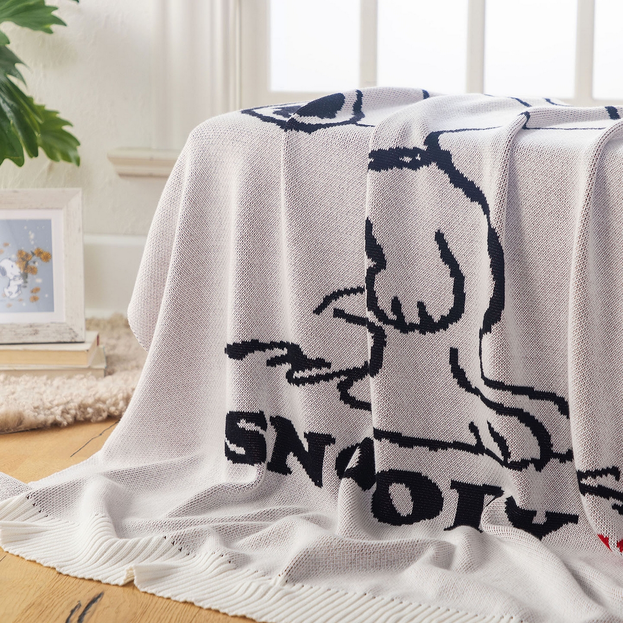 91家纺网 家纺一手货源 找家纺 栩裕纺织 2026新款史努比SNOOPY正版授权独家全棉针织毯多功能针织盖毯 史努比-世界限定