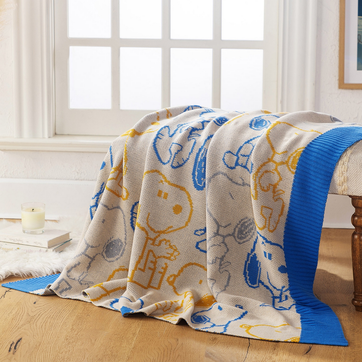 91家纺网 家纺一手货源 找家纺 栩裕纺织 2026新款史努比SNOOPY正版授权独家全棉针织毯多功能针织盖毯 史努比-百变派对