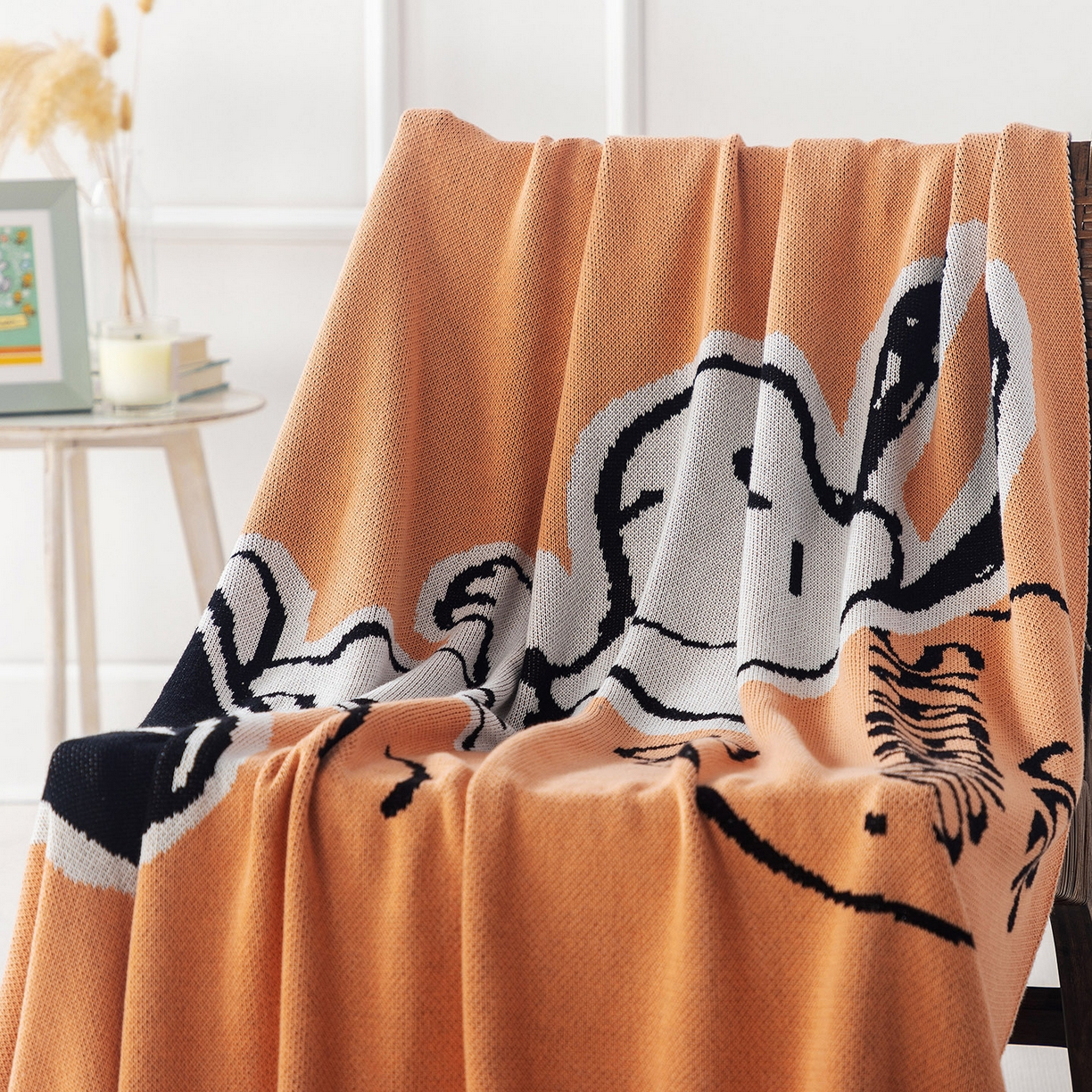 91家纺网 家纺一手货源 找家纺 栩裕纺织 2026新款史努比SNOOPY正版授权独家全棉针织毯多功能针织盖毯 史努比-滑板高手