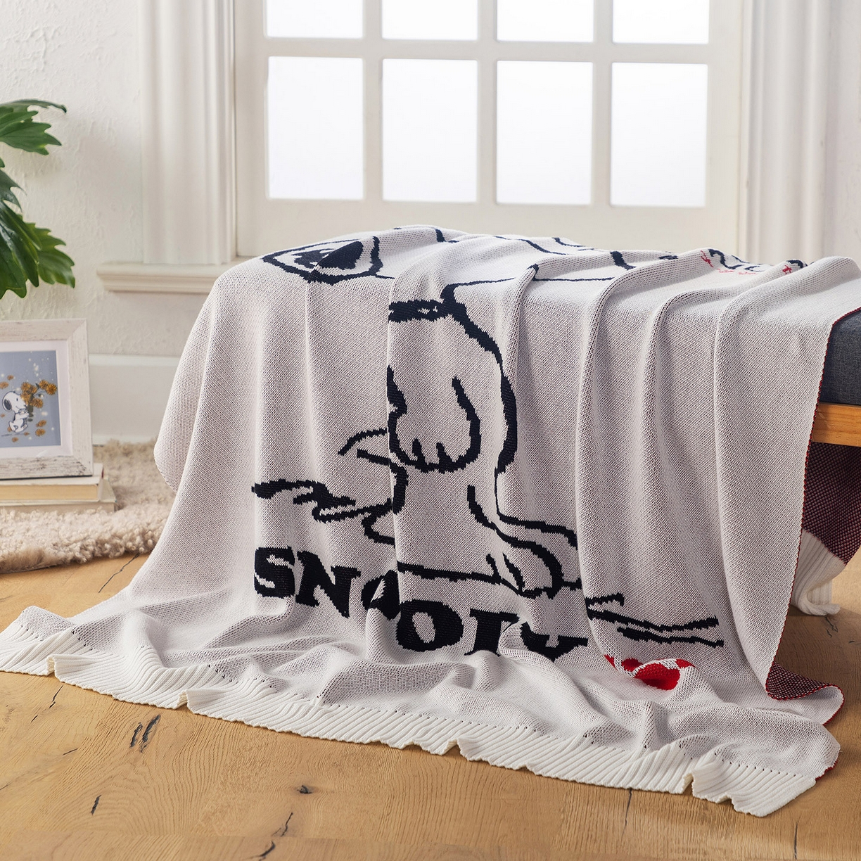 91家纺网 家纺一手货源 找家纺 栩裕纺织 2026新款史努比SNOOPY正版授权独家全棉针织毯多功能针织盖毯 史努比-世界限定