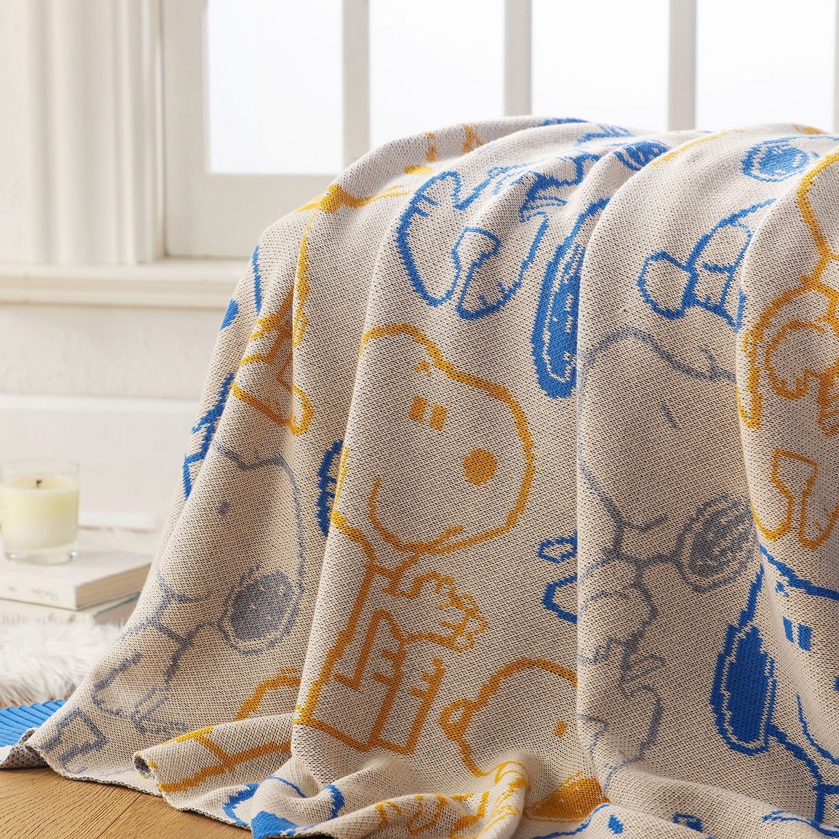 91家纺网 家纺一手货源 找家纺 栩裕纺织 2026新款史努比SNOOPY正版授权独家全棉针织毯多功能针织盖毯 史努比-百变派对