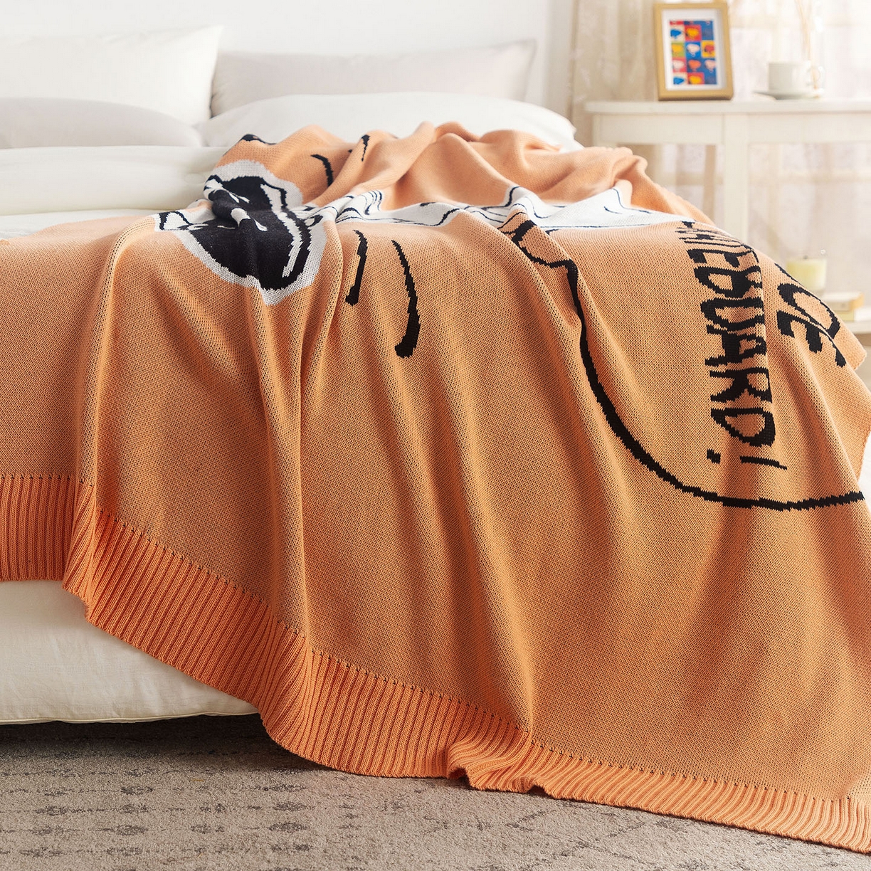 91家纺网 家纺一手货源 找家纺 栩裕纺织 2026新款史努比SNOOPY正版授权独家全棉针织毯多功能针织盖毯 史努比-滑板高手