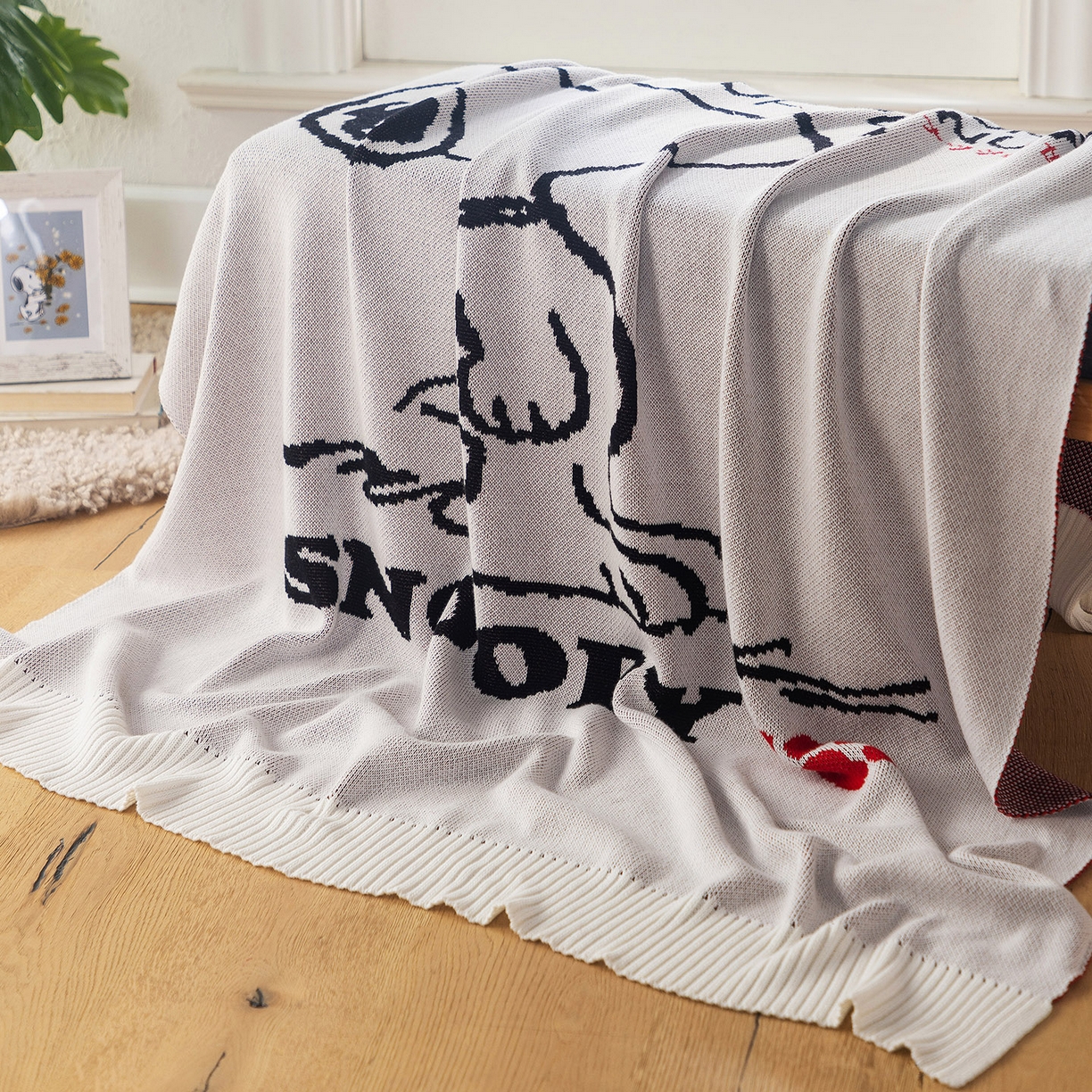91家纺网 家纺一手货源 找家纺 栩裕纺织 2026新款史努比SNOOPY正版授权独家全棉针织毯多功能针织盖毯 史努比-世界限定
