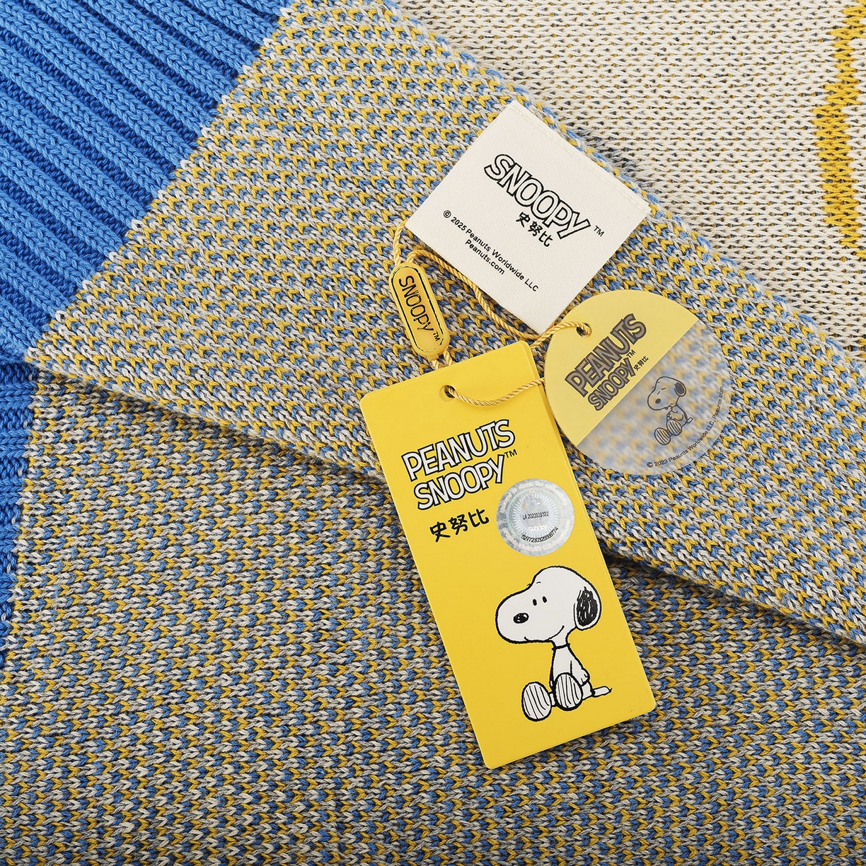 91家纺网 家纺一手货源 找家纺 栩裕纺织 2026新款史努比SNOOPY正版授权独家全棉针织毯多功能针织盖毯 史努比-百变派对