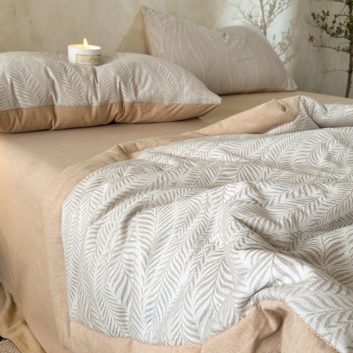 91家纺网 家纺一手货源 找家纺 如一 2026新款A类色织提花全棉双层纱水洗棉夏被夏凉被空调被四件套 叶笙咖