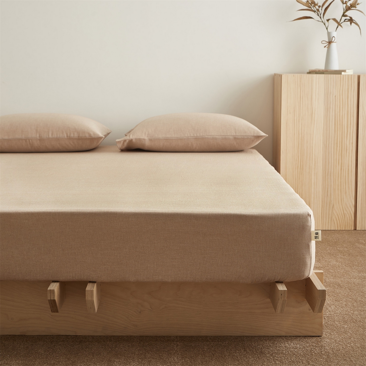 91家纺网 家纺一手货源 找家纺 女子家纺 2026新款纯色水洗棉麻床笠单床笠床笠单件 摩卡棕