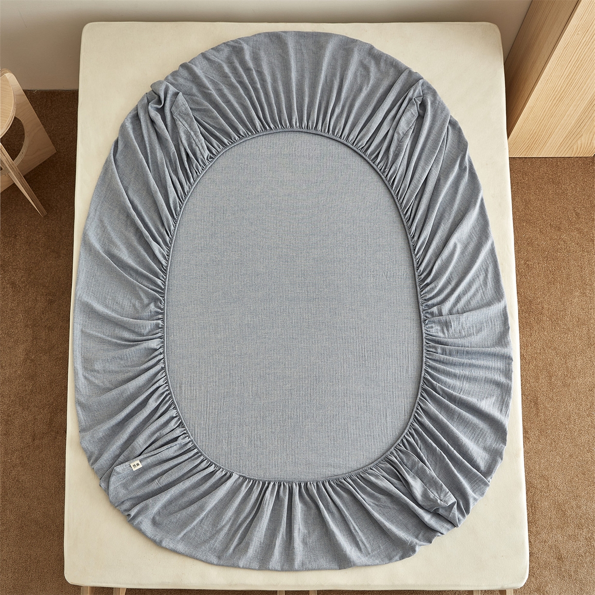 91家纺网 家纺一手货源 找家纺 女子家纺 2026新款纯色水洗棉麻床笠单床笠床笠单件 慕斯蓝