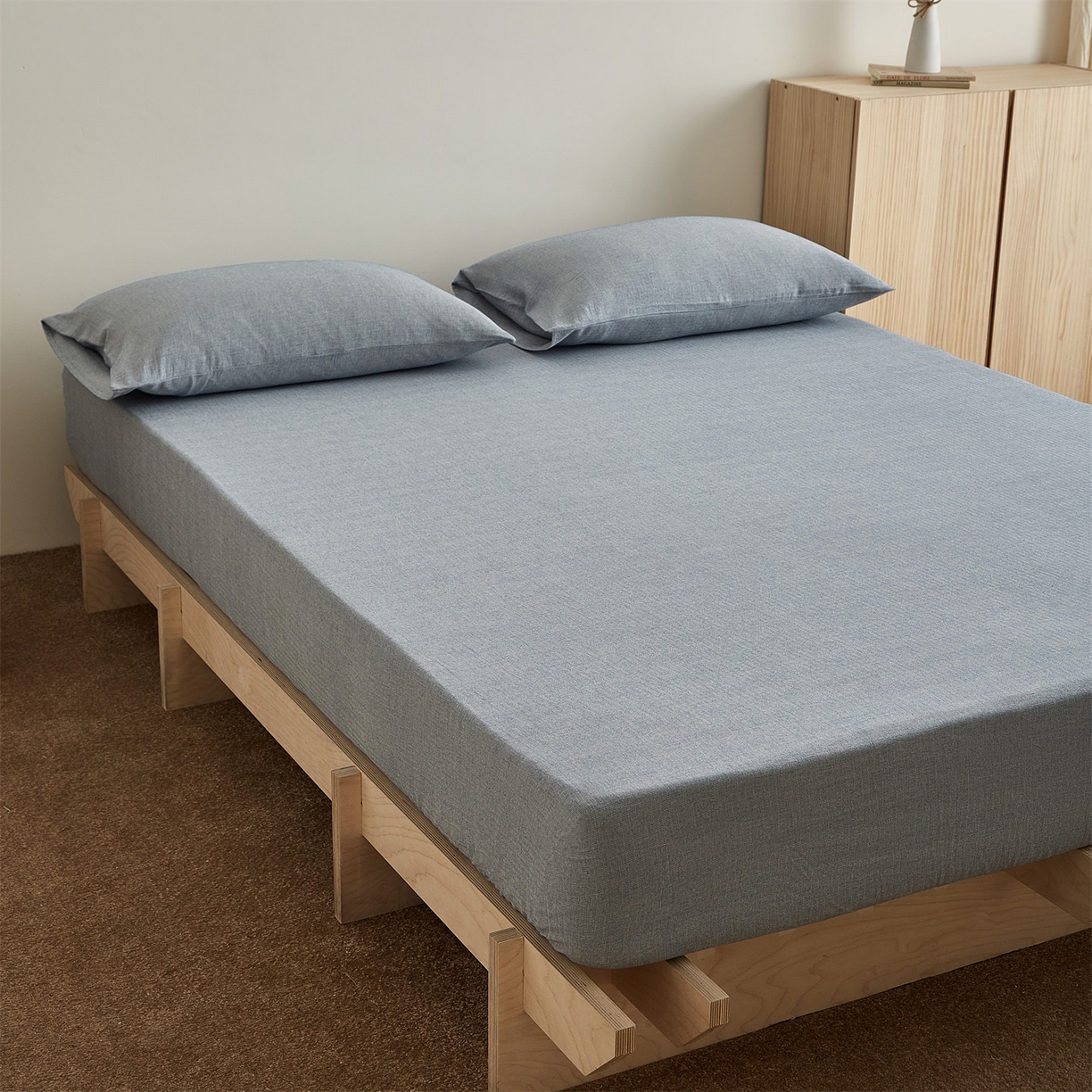 91家纺网 家纺一手货源 找家纺 女子家纺 2026新款纯色水洗棉麻床笠单床笠床笠单件 慕斯蓝