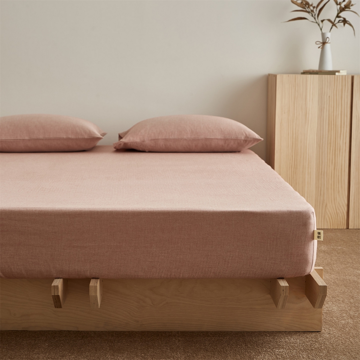 91家纺网 家纺一手货源 找家纺 女子家纺 2026新款纯色水洗棉麻床笠单床笠床笠单件 暖沙色