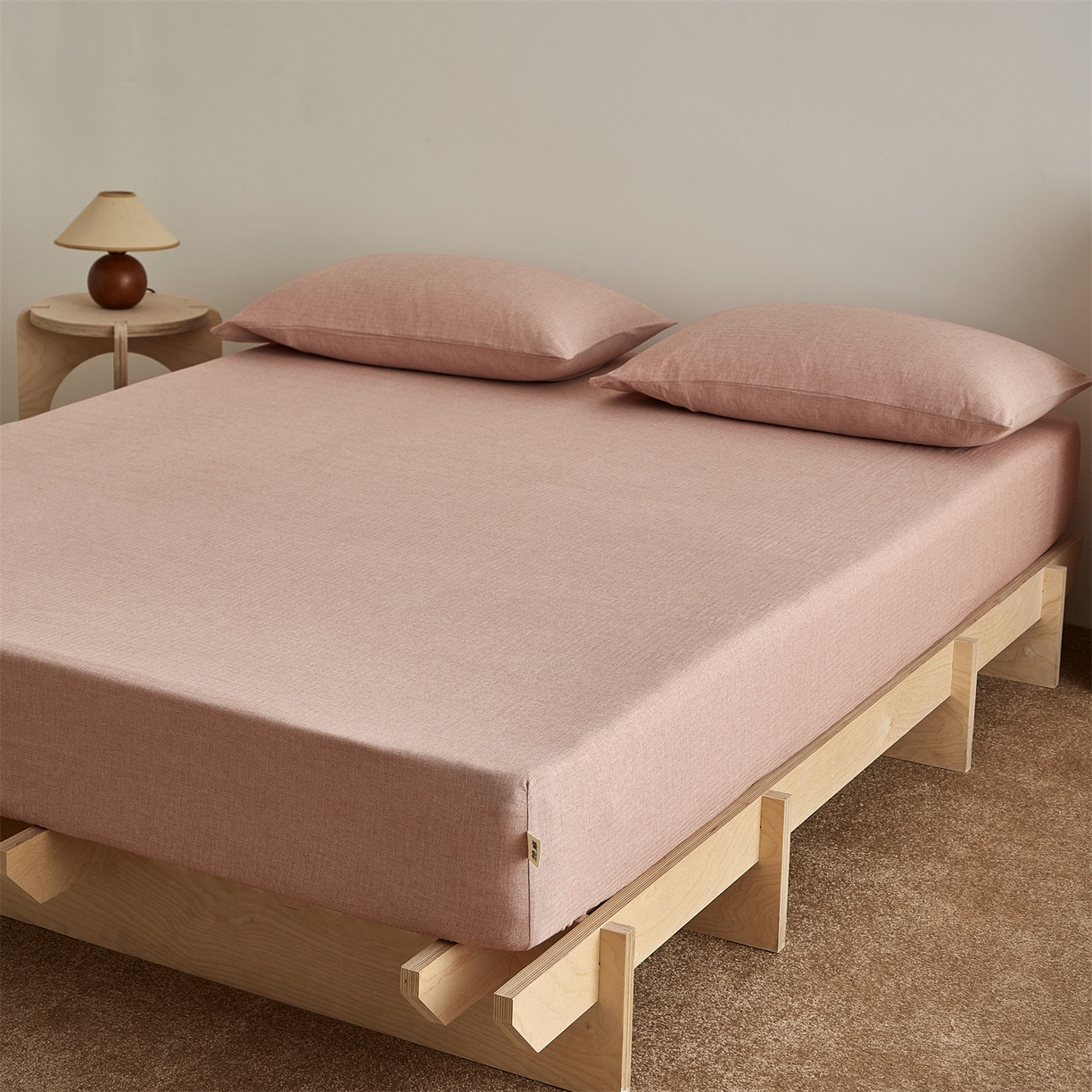 91家纺网 家纺一手货源 找家纺 女子家纺 2026新款纯色水洗棉麻床笠单床笠床笠单件 暖沙色