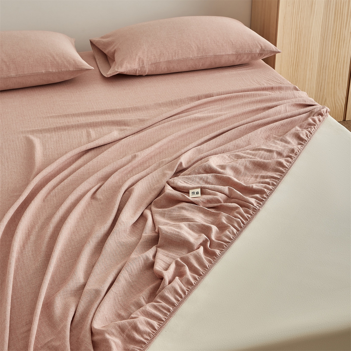 91家纺网 家纺一手货源 找家纺 女子家纺 2026新款纯色水洗棉麻床笠单床笠床笠单件 暖沙色