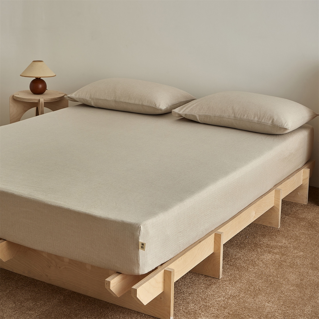 91家纺网 家纺一手货源 找家纺 女子家纺 2026新款纯色水洗棉麻床笠单床笠床笠单件 浅米杏