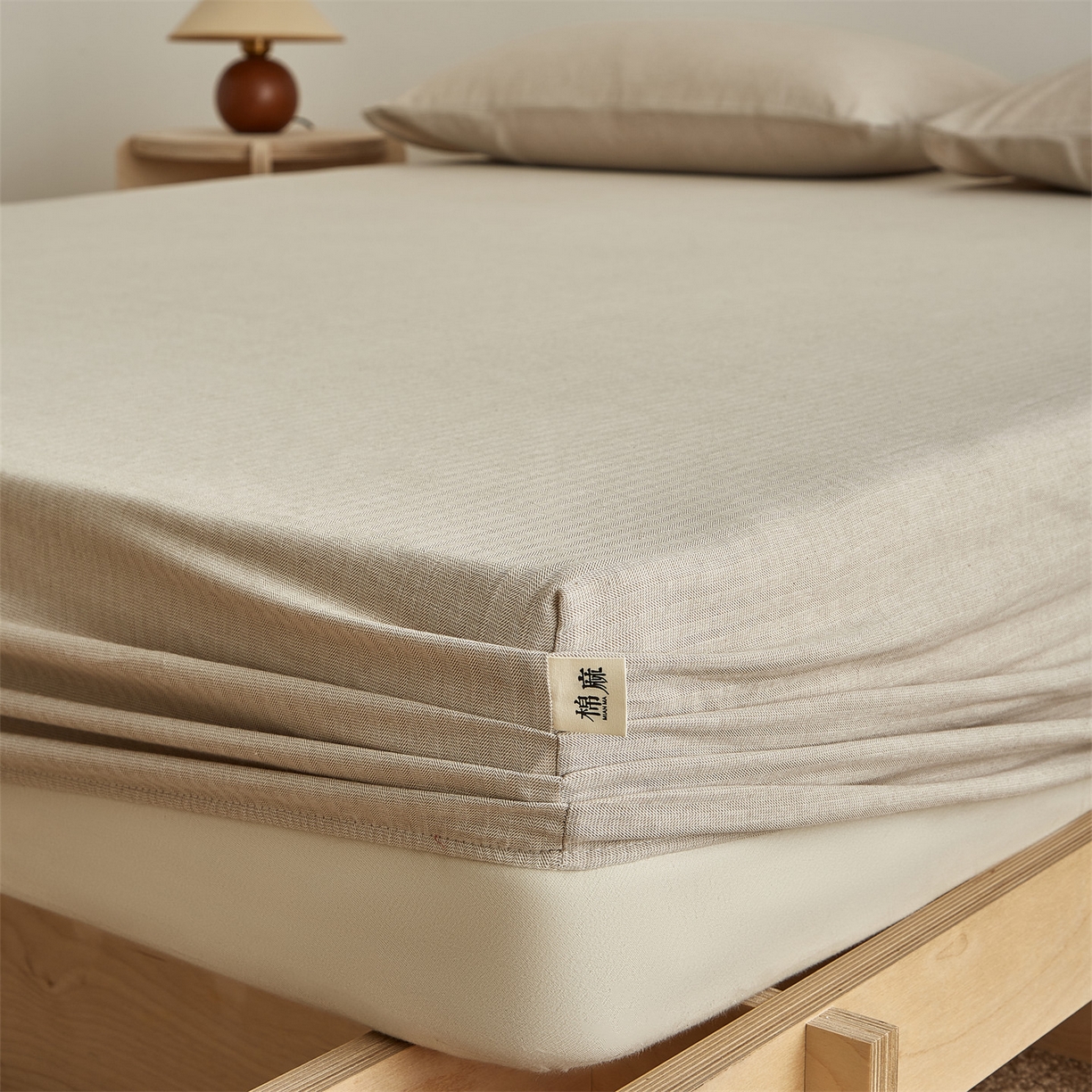 91家纺网 家纺一手货源 找家纺 女子家纺 2026新款纯色水洗棉麻床笠单床笠床笠单件 浅米杏