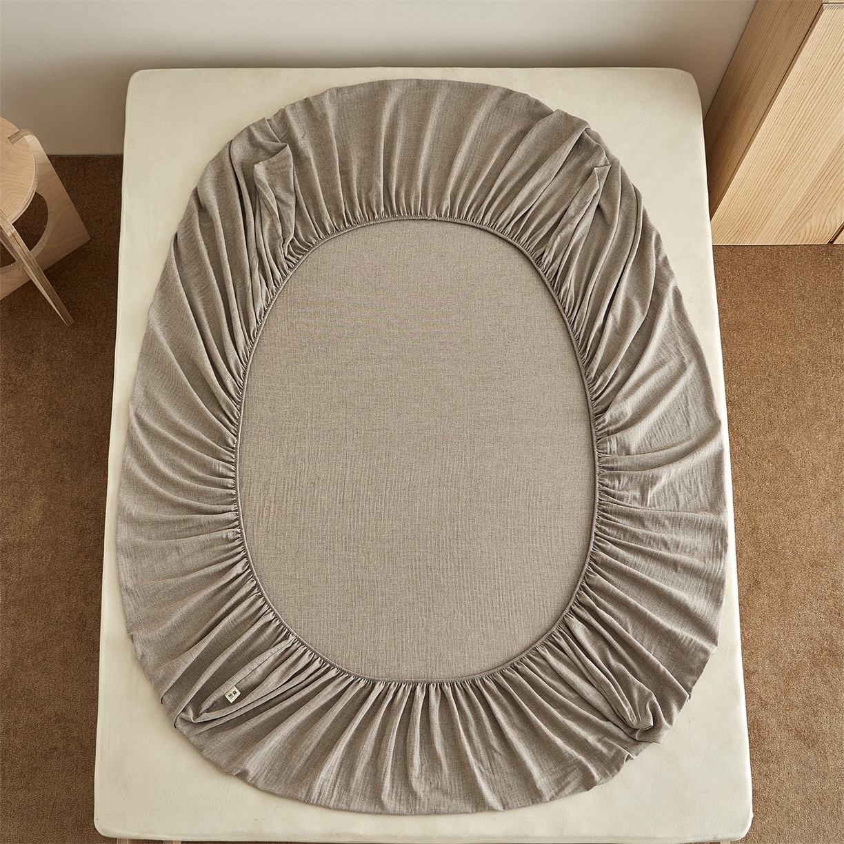 91家纺网 家纺一手货源 找家纺 女子家纺 2026新款纯色水洗棉麻床笠单床笠床笠单件 时空灰