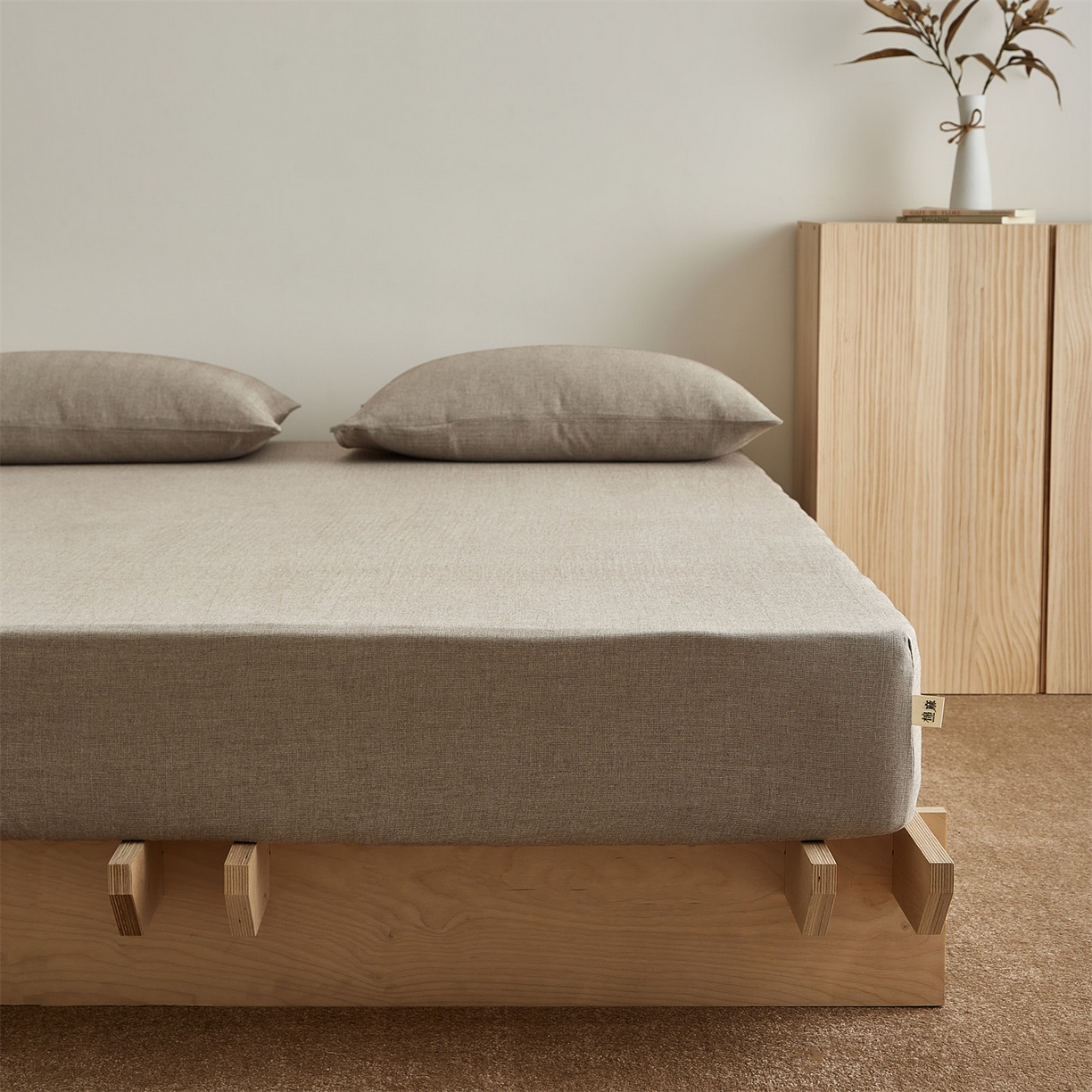 91家纺网 家纺一手货源 找家纺 女子家纺 2026新款纯色水洗棉麻床笠单床笠床笠单件 时空灰