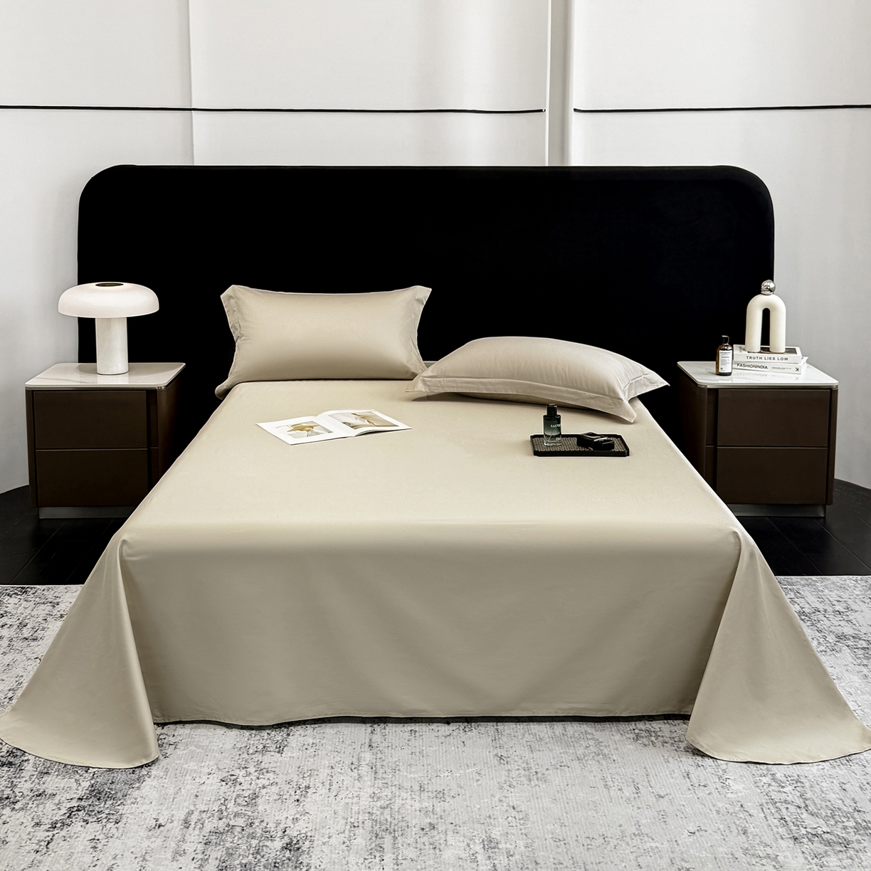 91家纺网 家纺一手货源 找家纺 （总）欣宜家纺 2026春夏新款100支全棉纯棉50x50s贡缎长绒棉纯色素色单品床单 床单单件