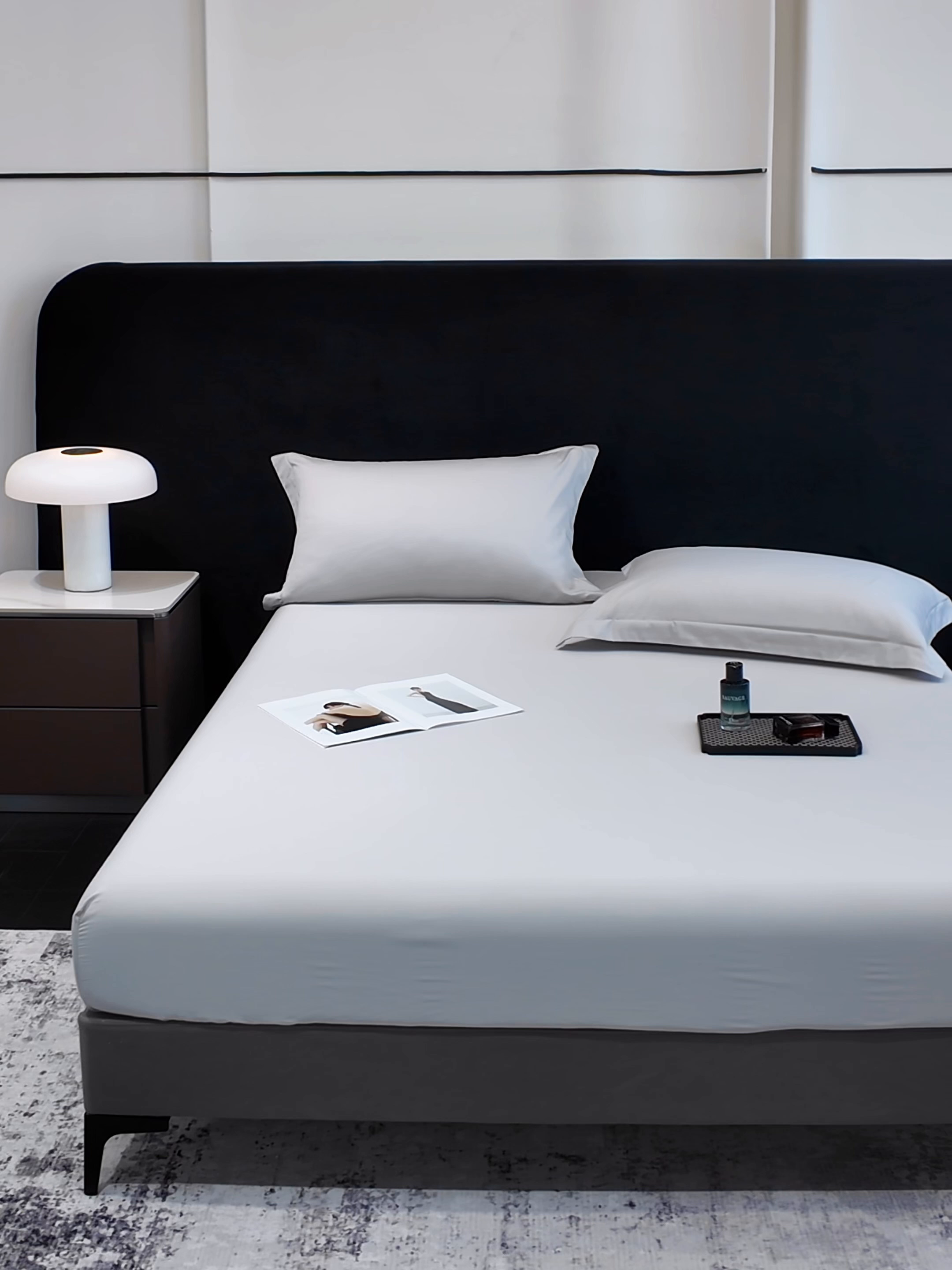 91家纺网 家纺一手货源 找家纺 欣宜家纺 2026春夏新款100支全棉纯棉50x50s贡缎长绒棉纯色素色单品床单 床单单件 高级灰