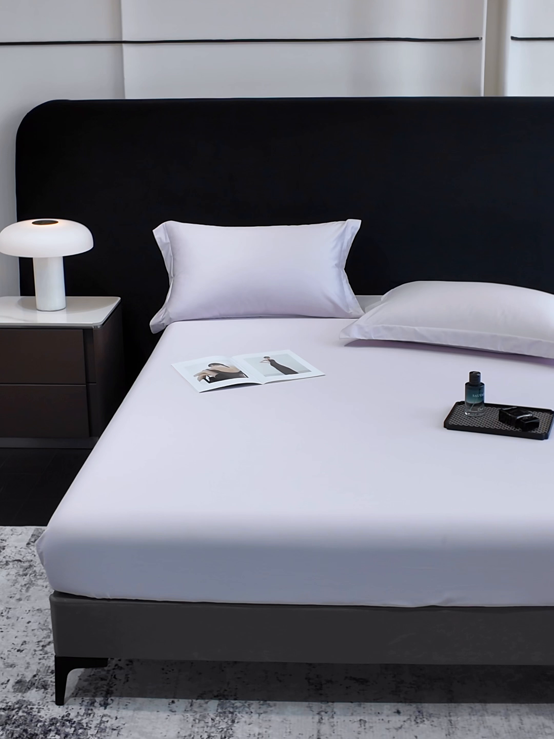 91家纺网 家纺一手货源 找家纺 欣宜家纺 2026春夏新款100支全棉纯棉50x50s贡缎长绒棉纯色素色单品床单 床单单件 香芋紫