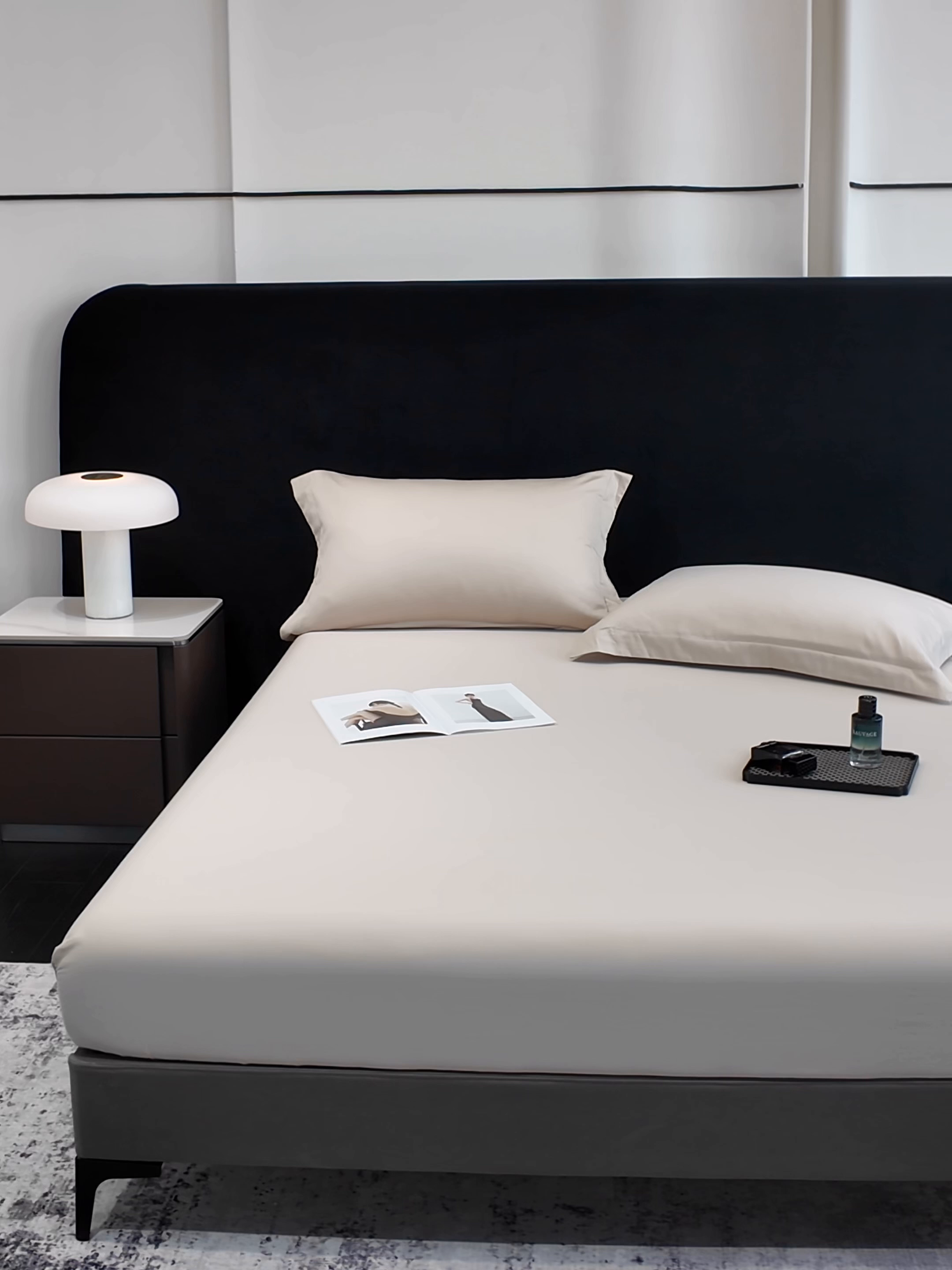 91家纺网 家纺一手货源 找家纺 欣宜家纺 2026春夏新款100支全棉纯棉50x50s贡缎长绒棉纯色素色单品床单 床单单件 浅驼