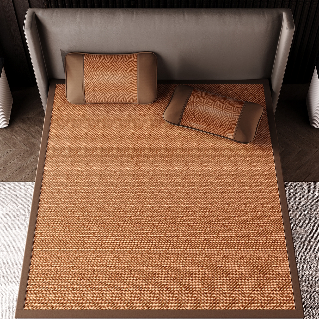 91家纺网 家纺一手货源 找家纺 永旺家纺 2026新款全包双面藤席凉席 饼干花