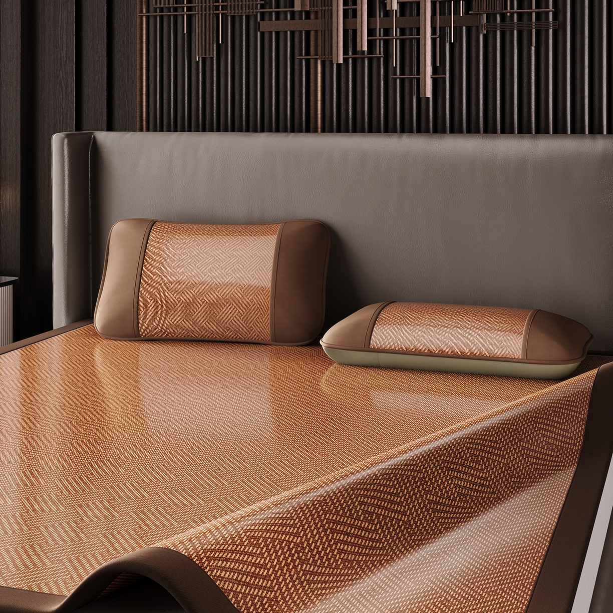 91家纺网 家纺一手货源 找家纺 永旺家纺 2026新款全包双面藤席凉席 饼干花