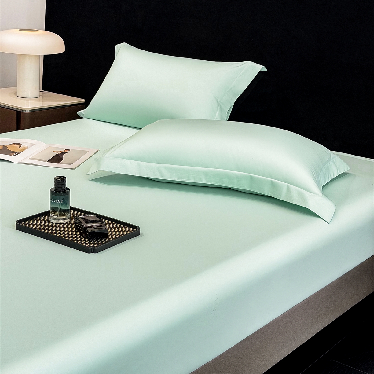 91家纺网 家纺一手货源 找家纺 欣宜家纺 2026春夏新款100支全棉纯棉50x50s贡缎长绒棉纯色素色单品床笠 床笠单件 绿野仙踪