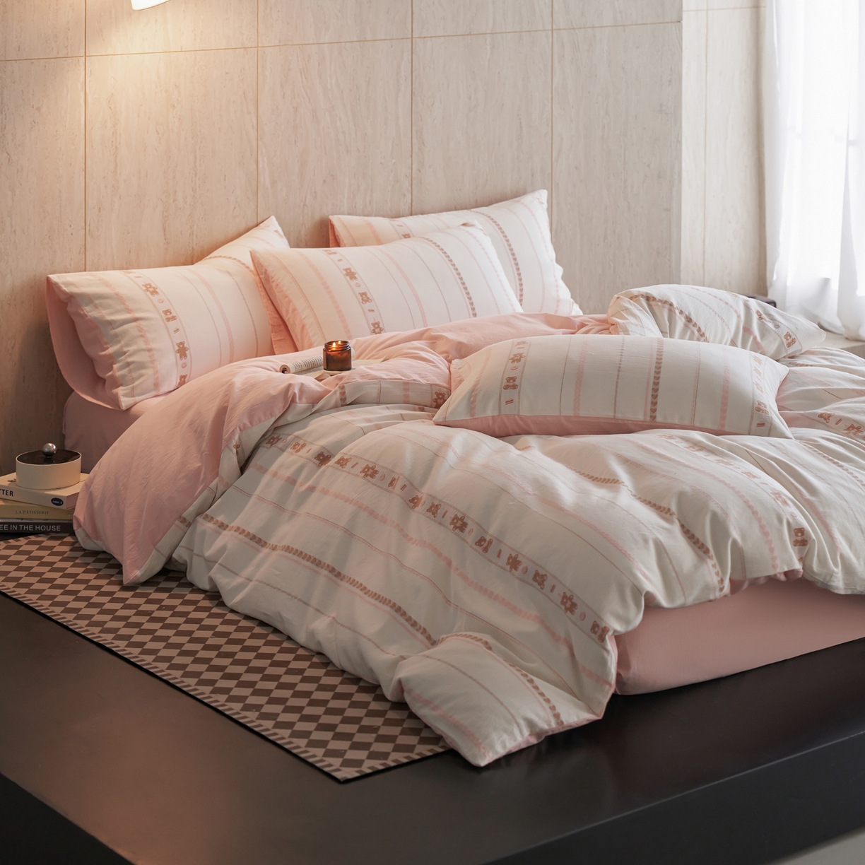 91家纺网 家纺一手货源 找家纺 （总）如一 2026新款全棉纯棉水洗棉卡通色织大提花四件套