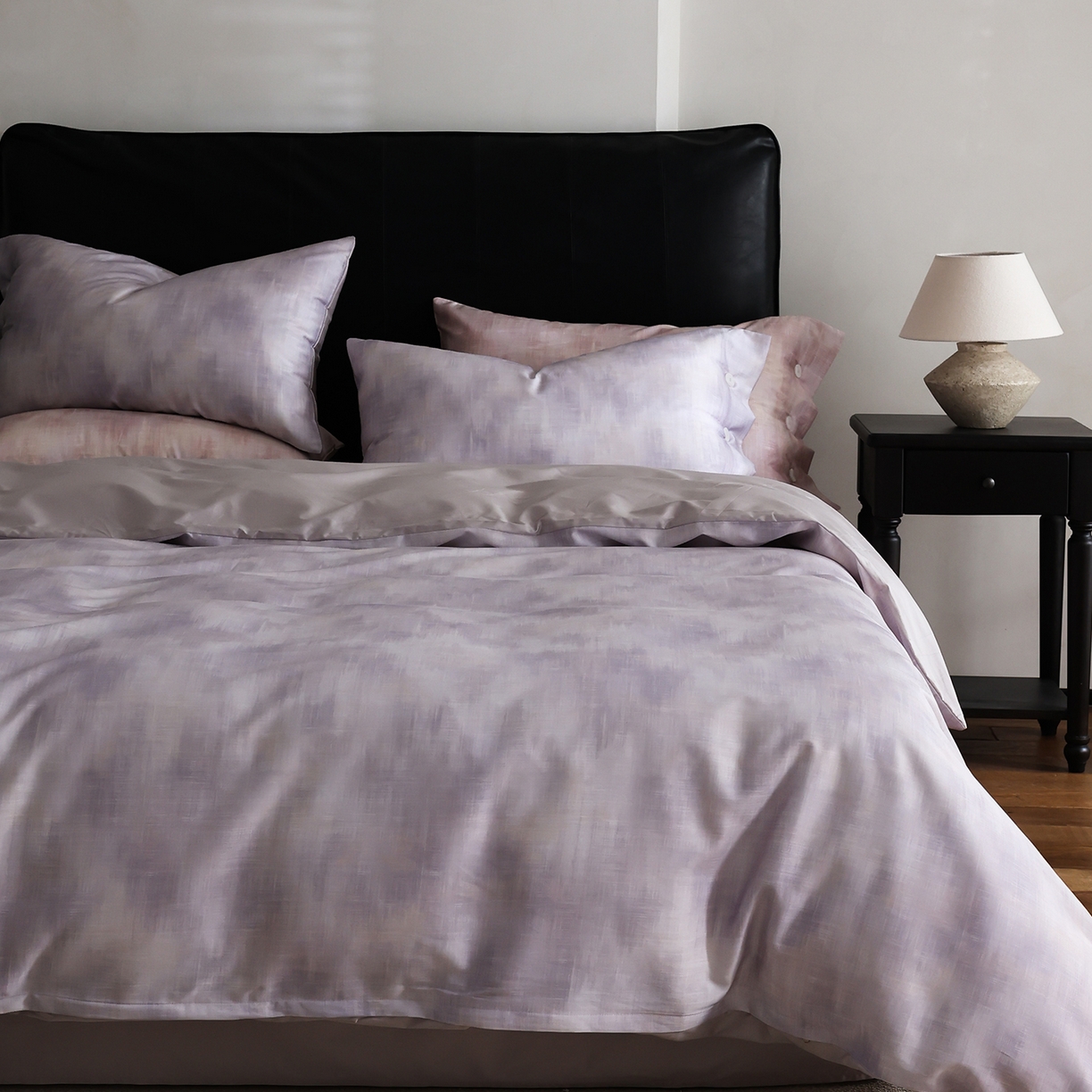 91家纺网 家纺一手货源 找家纺 ONE TWO ONE 121 【会员-20】 【控价商品】【提供买家秀】  2026新款专版数码印花100s长绒棉全棉床上用品四件套 墨染江南-紫